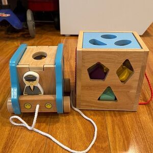 Wooden Pull-Along Train and Shape Sorter Toy